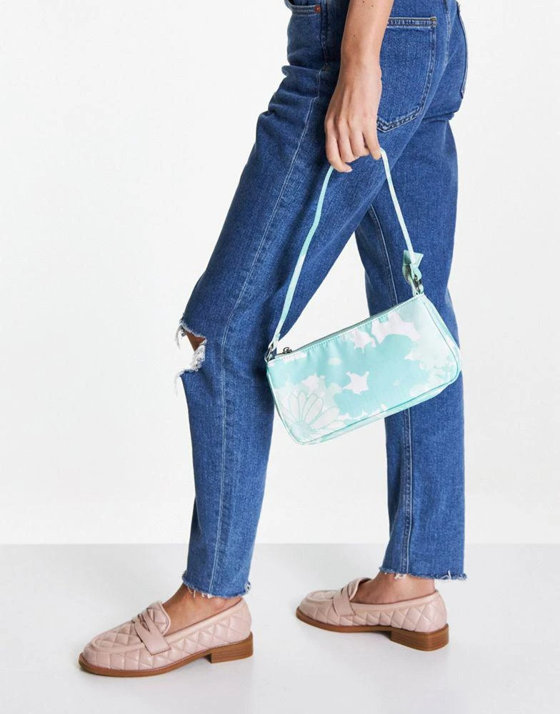 商品ASOS|ASOS DESIGN slim 90s shoulder bag in green floral ,价格¥48,第3张图片详细描述