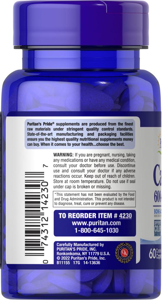 Calcium Carbonate 600 mg + Vitamin D 125 IU 60 Caplets商品第3张图片规格展示