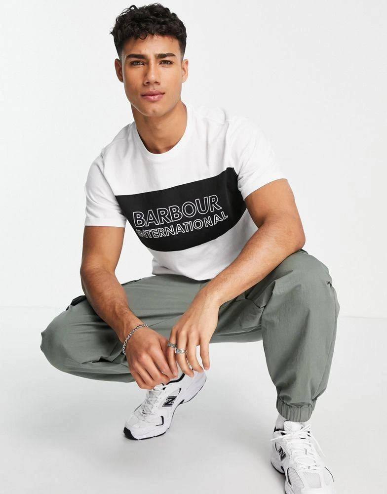 商品Barbour|Barbour International panel logo t-shirt in white,价格¥221,第3张图片详细描述