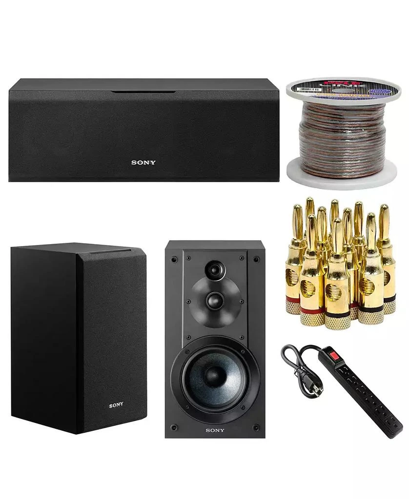 商品SONY|SSCS8 Center Channel Speaker w/ Pair of Bookshelf Speakers & Speaker Wire,价格¥2886,第1张图片