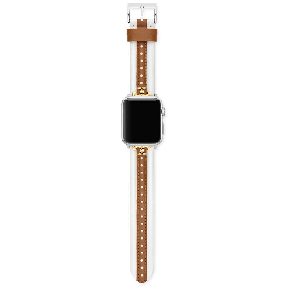 商品Tory Burch|The Kira White & Luggage Leather Strap For Apple Watch® 38mm/40mm/41mm,价格¥846,第4张图片详细描述