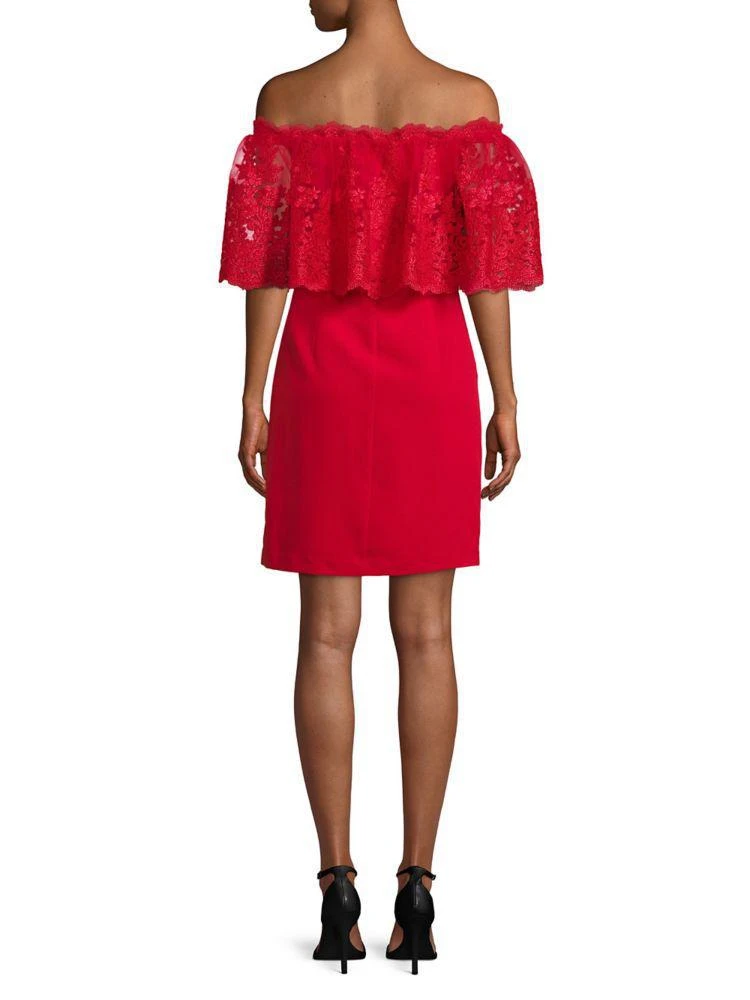 商品Belle Badgley Mischka|Floral Lace Overlay Dress,价格¥688,第3张图片详细描述