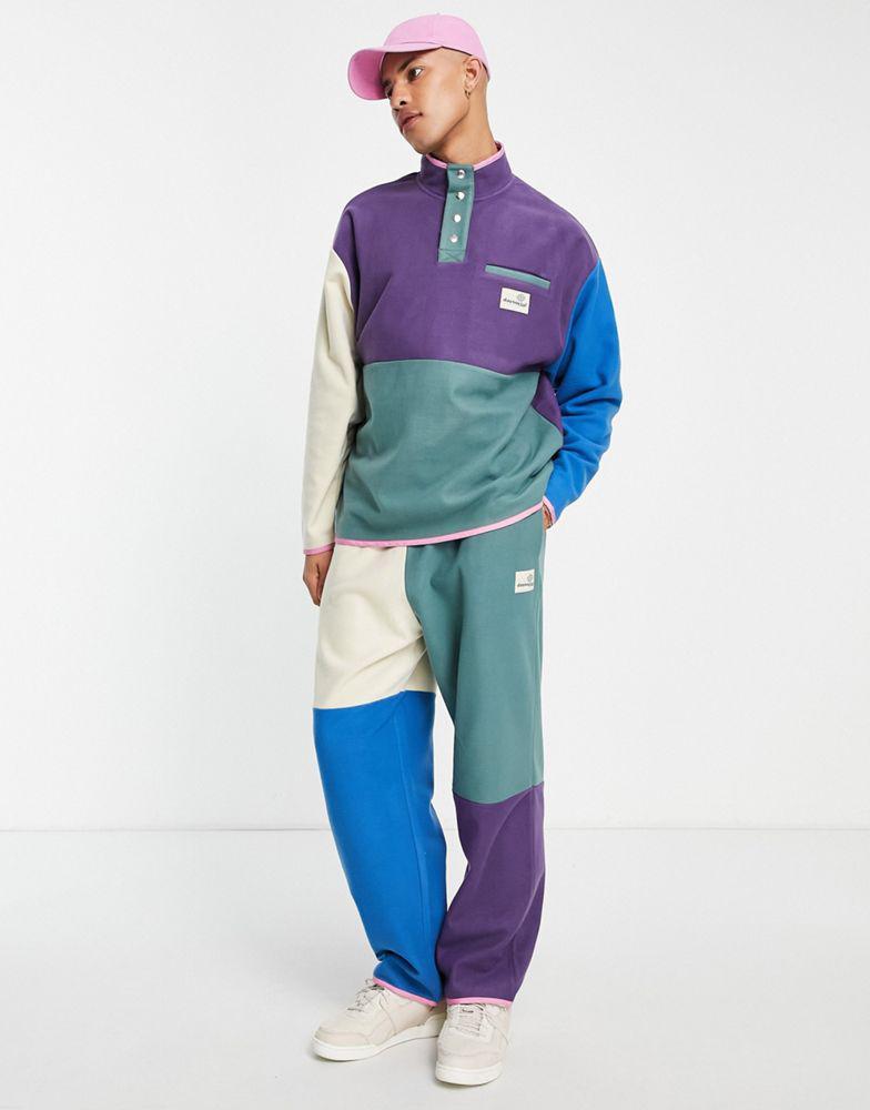 商品ASOS|ASOS Daysocial co-ord oversized sweatshirt in colour block polar fleece with large back print in purple,价格¥247,第6张图片详细描述