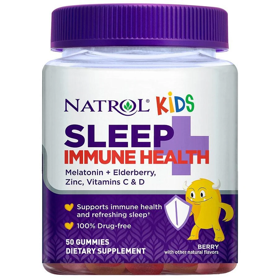 商品Natrol|Kids Sleep+ Immune Health, Melatonin and Elderberry Gummies Berry,价格¥168,第1张图片