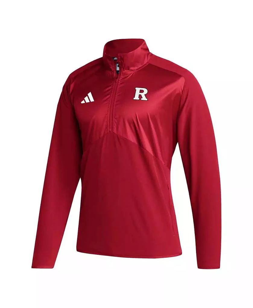 商品Adidas|Men's Scarlet Rutgers Scarlet Knights Sideline AEROREADY Raglan Sleeve Quarter-Zip Jacket,价格¥471,第3张图片详细描述