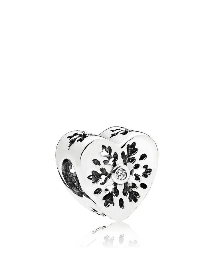 商品PANDORA|Charm - Sterling Silver & Cubic Zirconia Snowflake Heart,价格¥334,第1张图片