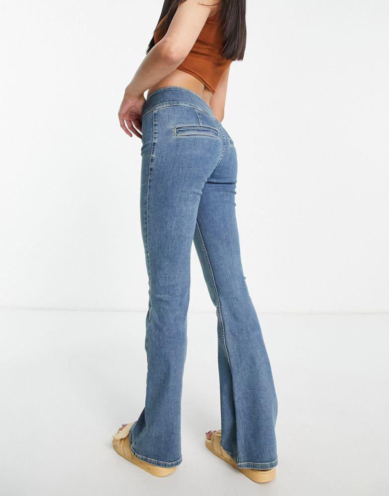 商品ASOS|ASOS DESIGN low rise stretch flare jean with waistband detail,价格¥300,第4张图片详细描述