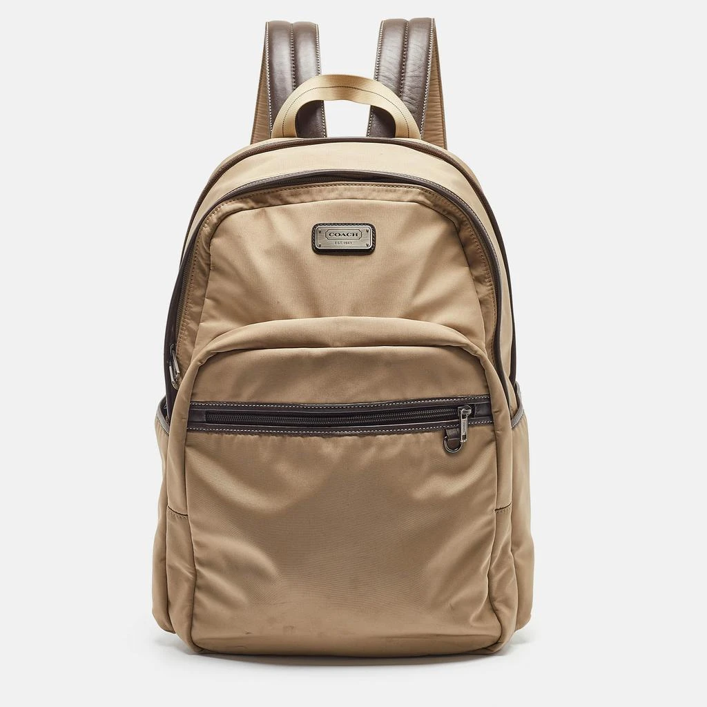 商品[二手商品] Coach|Coach Beige/Brown Leather and Nylon Backpack,价格¥1367,第1张图片