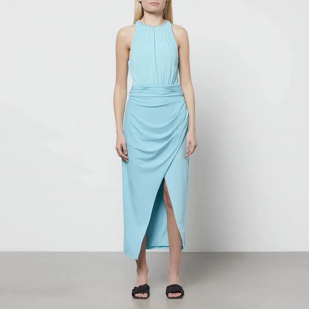 商品Self Portrait|Self-Portrait Women's Tropical Blue Jersey Halter Midi Dress,价格¥1333,第1张图片