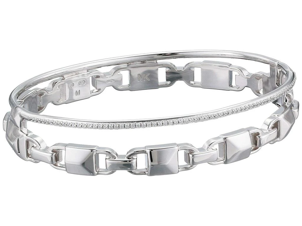 商品Michael Kors|Precious Metal-Plated Sterling Silver Mercer Link Pavé Halo Bangle Bracelet,价格¥897,第1张图片