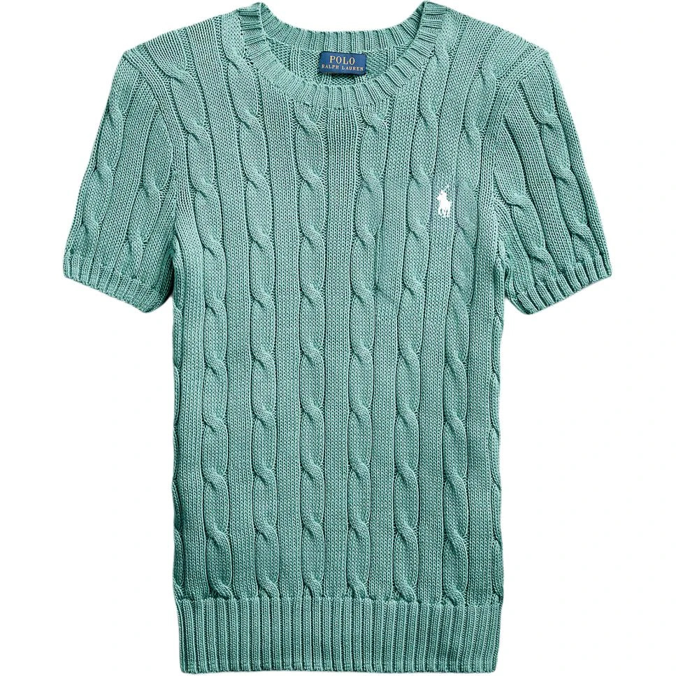 商品[国内直发] Ralph Lauren|纯色棉质圆领Logo刺绣短袖针织衫 女款 水绿色,价格¥982,第1张图片