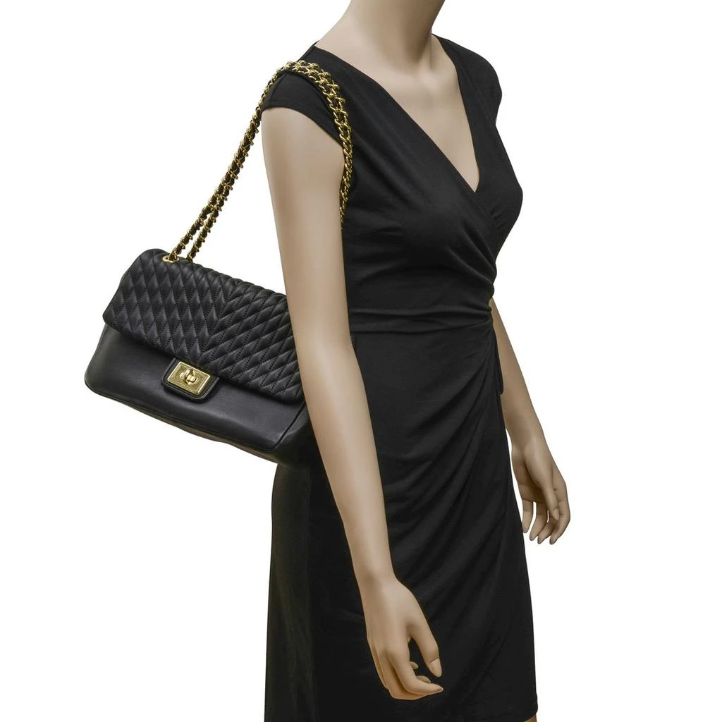 商品Karl Lagerfeld Paris|Karl Lagerfeld Paris Agyness Black And Gold Leather Shoulder Bag LH7HB446BGD,价格¥905,第2张图片详细描述