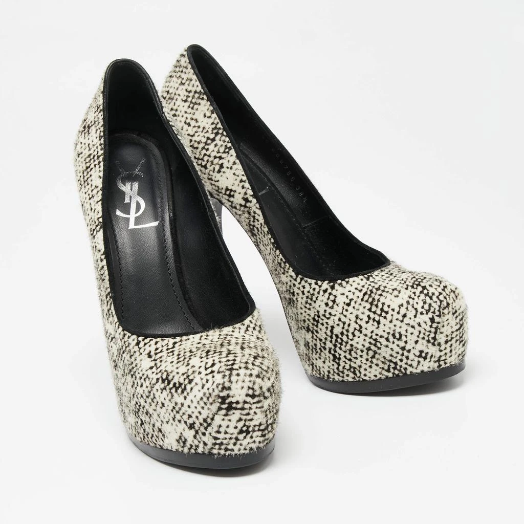 商品[二手商品] Yves Saint Laurent|Saint Laurent  Cream/Black Calf Hair Tribtoo Platform Pumps Size 38.5,价格¥1215,第4张图片详细描述