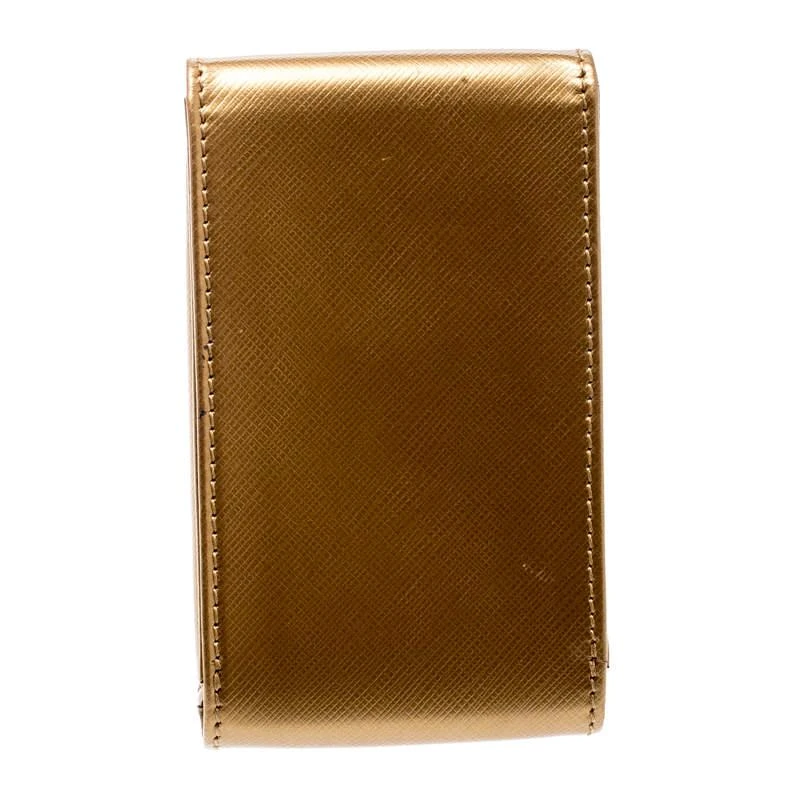 商品[二手商品] Salvatore Ferragamo|Salvatore Ferragamo Gold Leather iPhone 4 Case,价格¥754,第4张图片详细描述