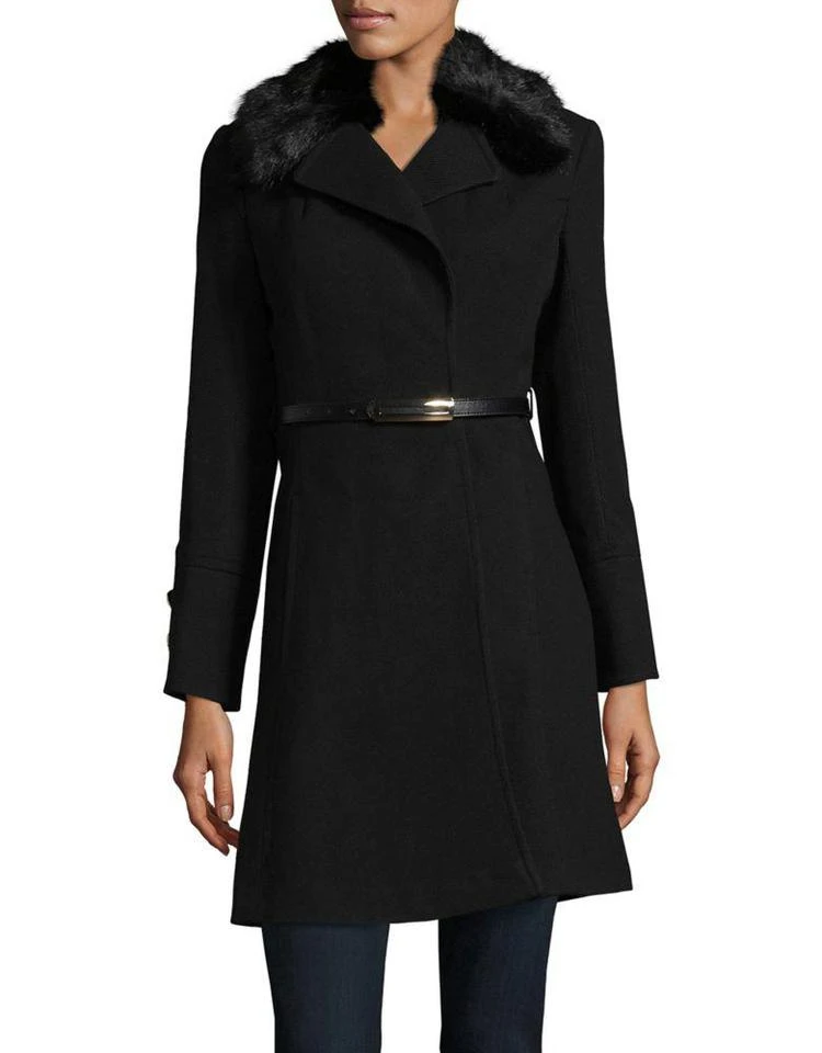 商品Miss Selfridge|Faux Fur-Trimmed Swing Coat,价格¥658,第1张图片