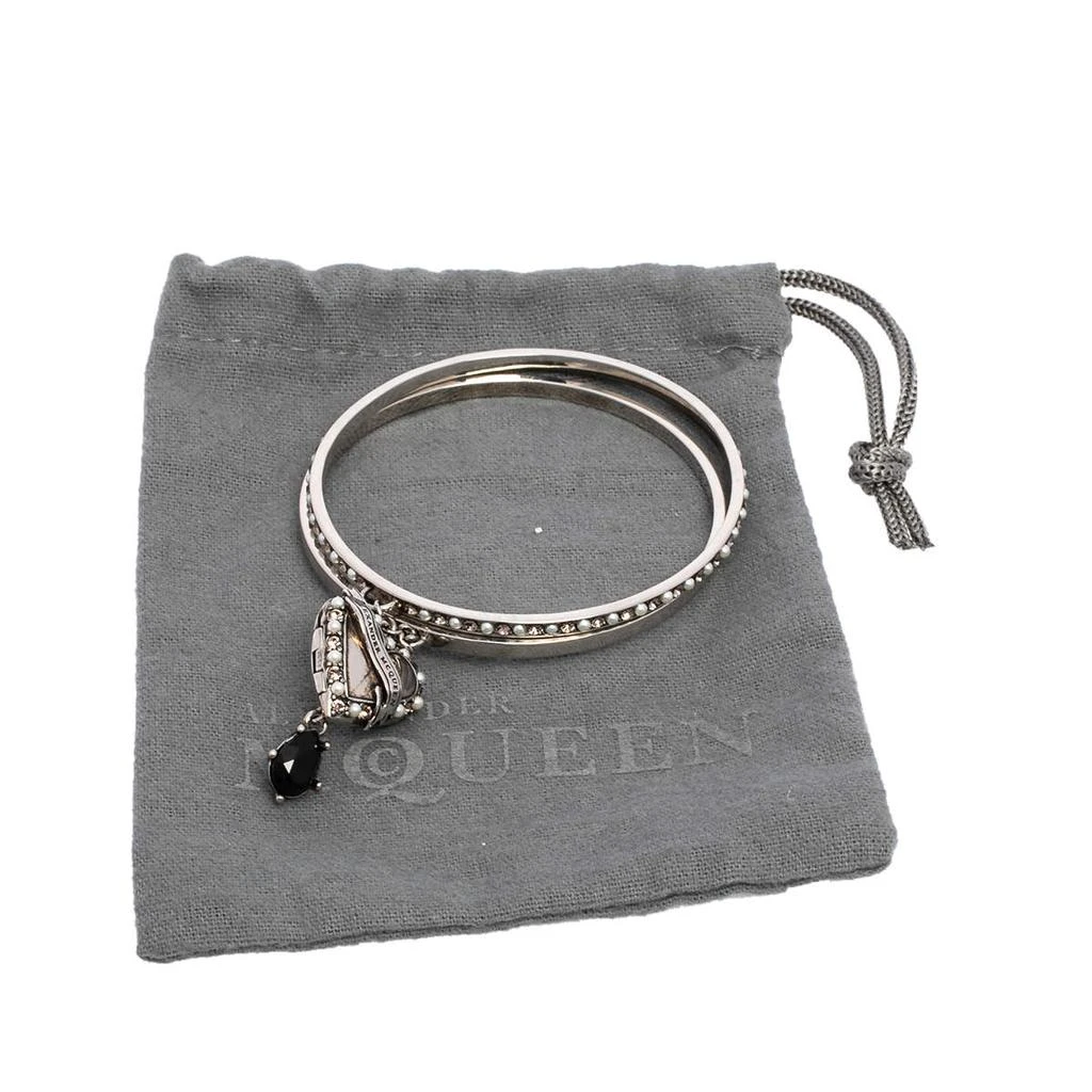 Alexander McQueen Antique Silver Tone Heart Locket Charm Layered Bangle Bracelet 商品