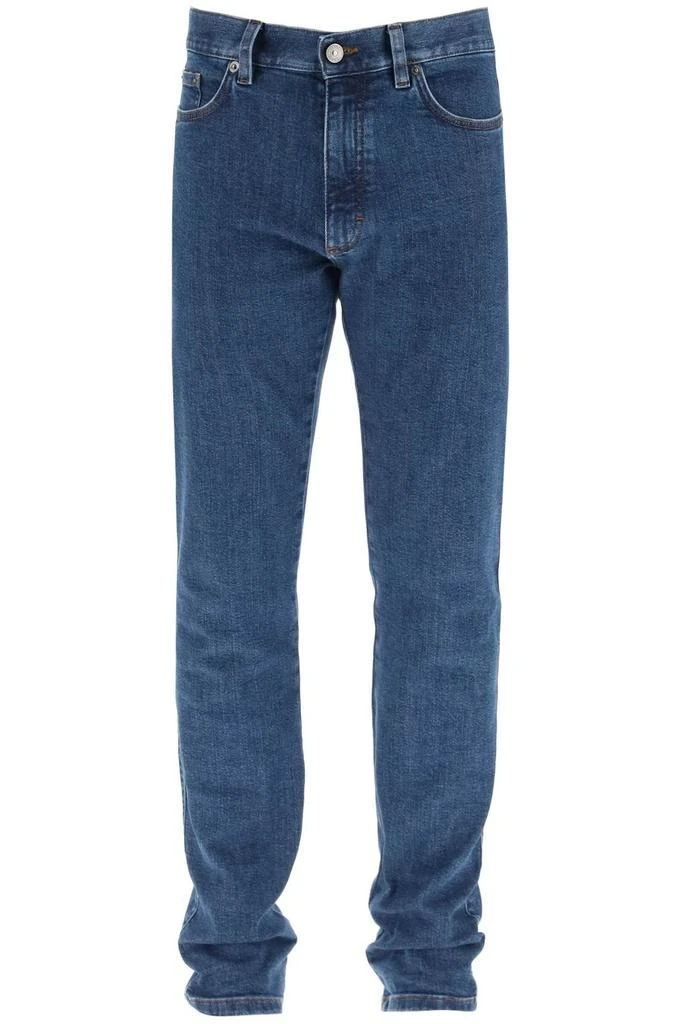 商品Zegna|Zegna Logo Patch Straight Leg Jeans,价格¥5618,第1张图片