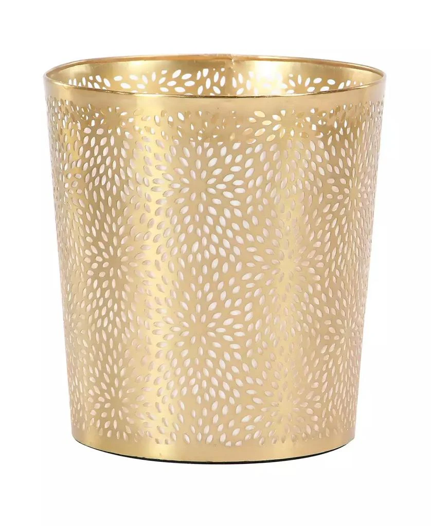 商品CosmoLiving|Small, Round, Glam Style Metallic Pierced Metal Waste Basket with Chrysanthemum Pattern,价格¥645,第2张图片详细描述
