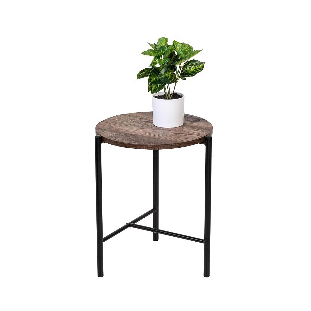 商品Honey Can Do|Round Side Table with T-Pattern Base,价格¥276,第5张图片详细描述