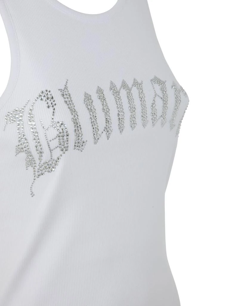 商品BLUMARINE|Blumarine Logo Rhinestone Embellished Sleeveless Top,价格¥1503,第3张图片详细描述