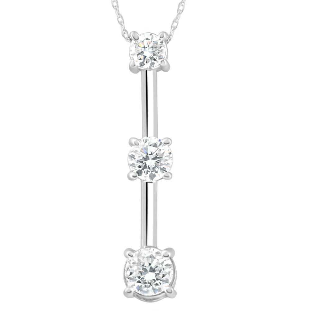 商品Pompeii3|1 1/2Ct Three Stone Diamond Pendant Past Present Future Necklace 14k White Gold,价格¥6955,第1张图片