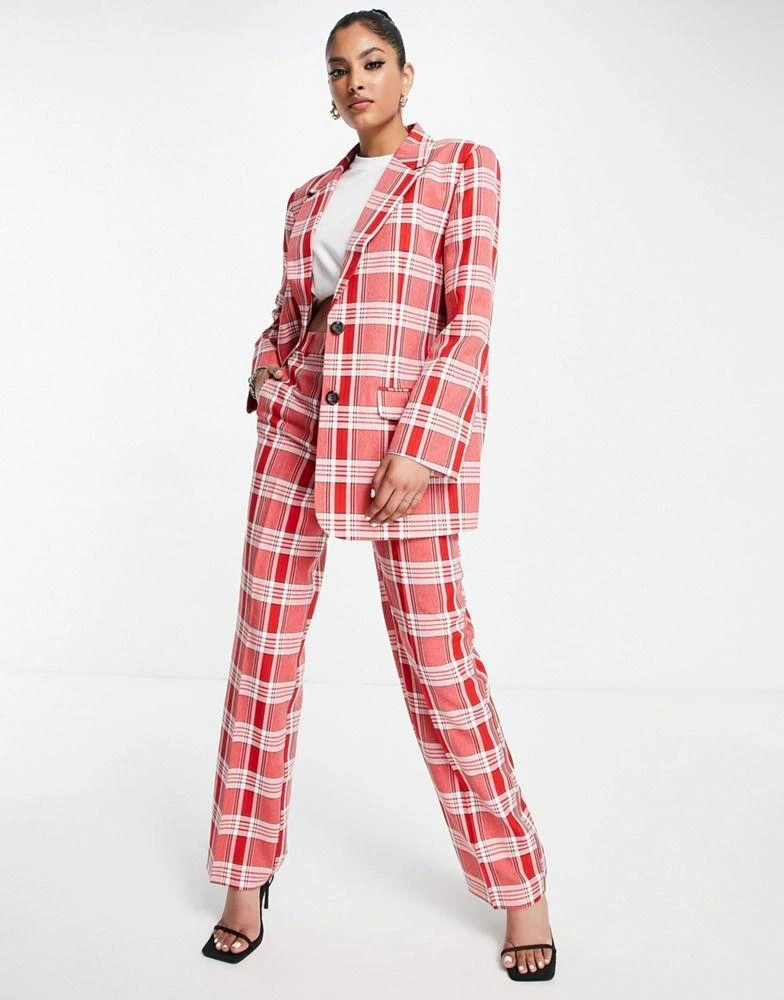 商品ASOS|ASOS DESIGN Mix & Match slim boy suit blazer in red check,价格¥172,第4张图片详细描述