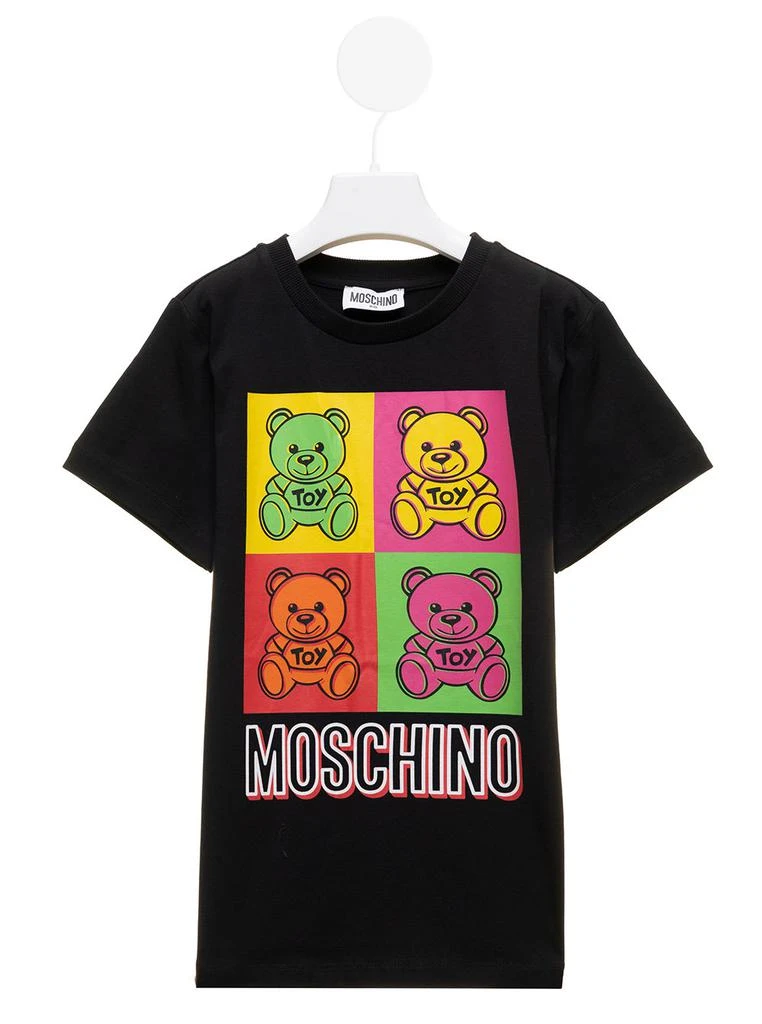 商品Moschino|Black Cotton T-shirt With Multicolor Teddy Bear Print Girl  Kids,价格¥752,第1张图片