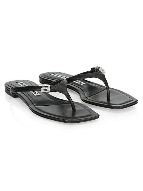 商品Alexander Wang|Ivy Rhinestone Logo Leather Thong Sandals,价格¥1029,第2张图片详细描述