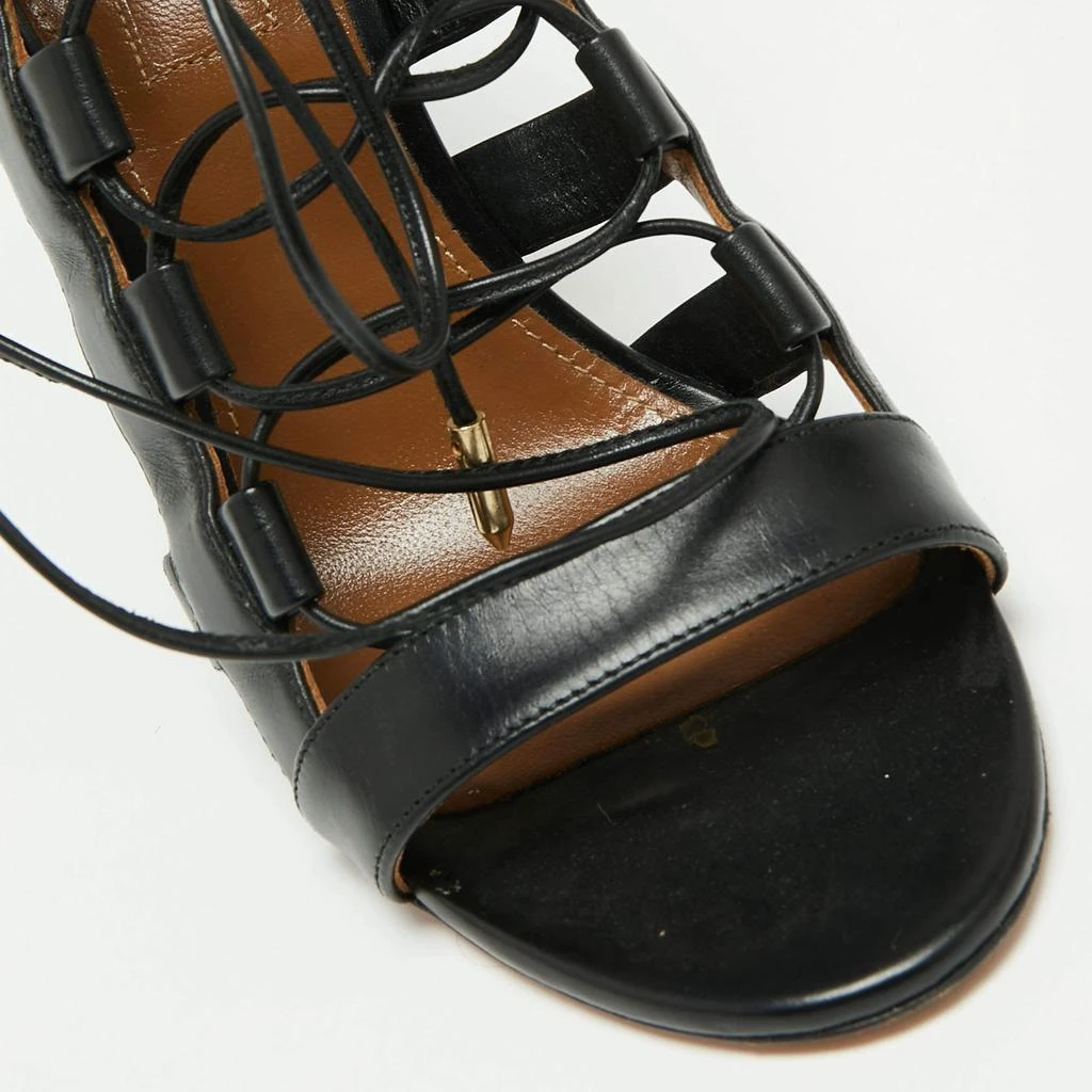 Aquazzura Black Leather Amazon Lace Up Open-Toe Sandals Size 37 商品