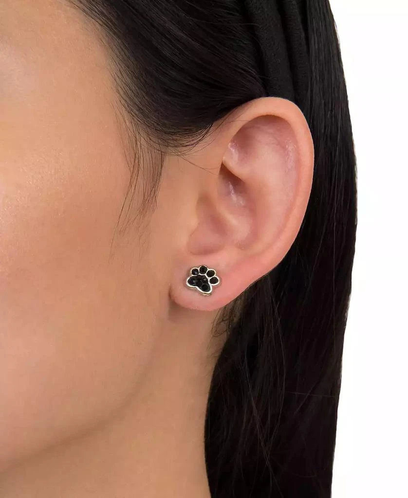 商品Giani Bernini|Black Pave Crystal Dog Paw Stud Earrings set in Sterling Silver,价格¥132,第2张图片详细描述