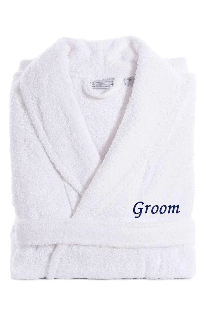 商品Linum Home Textiles|Navy Embroidered 'Groom' Terry Bathrobe,价格¥640,第1张图片