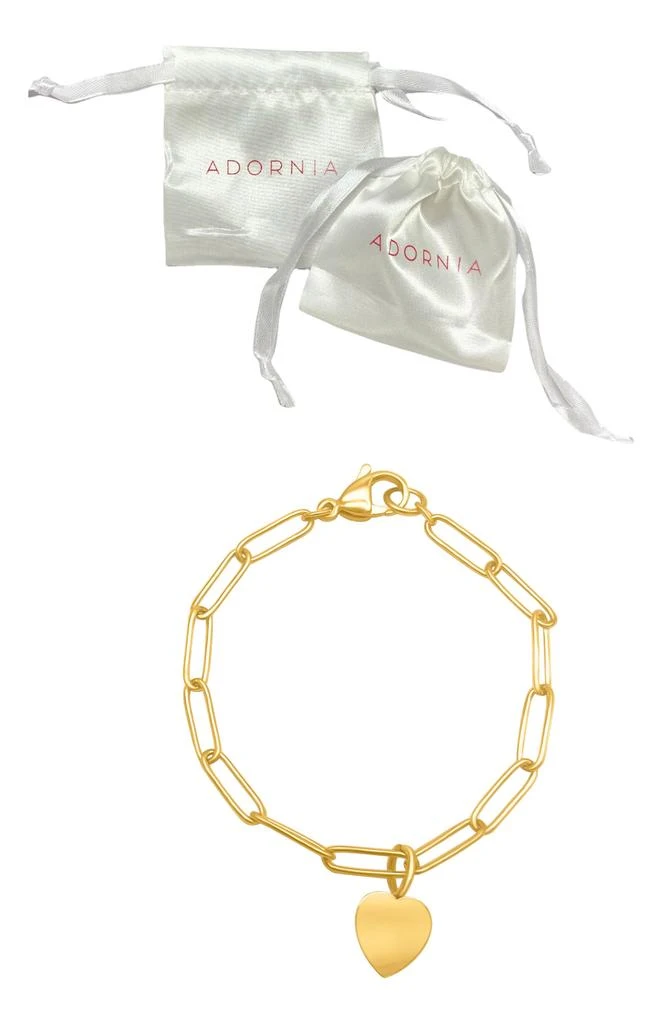 商品ADORNIA|14K Gold Plated Paperclip Chain Heart Charm Bracelet,价格¥151,第2张图片详细描述