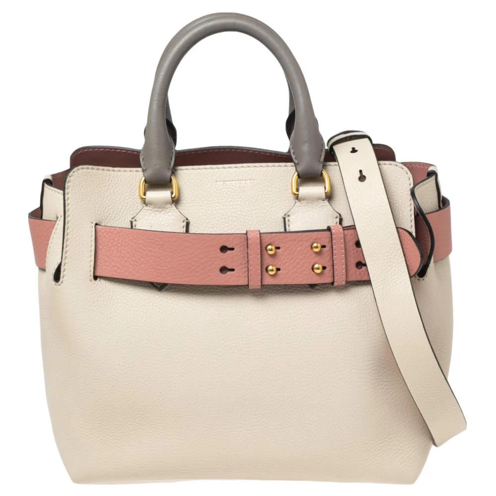 商品[二手商品] Burberry|Burberry Pink/Off White Leather Deep Claret Tote,价格¥5112,第1张图片