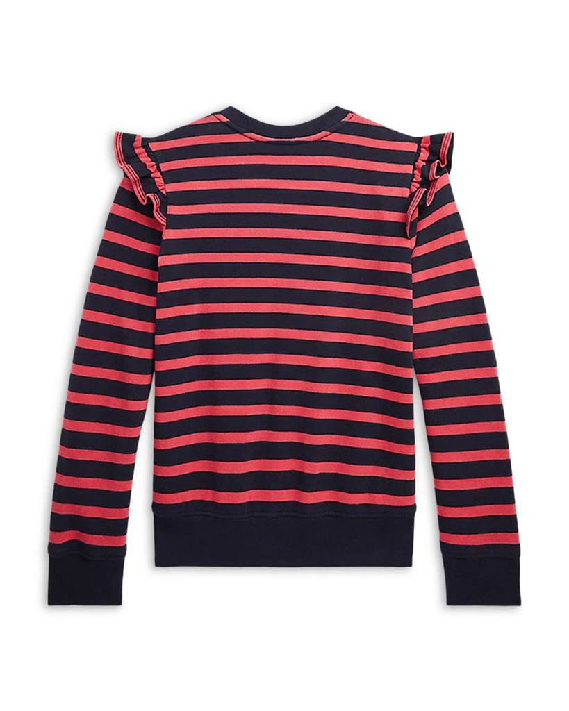 商品Ralph Lauren|Girls' Striped Ruffled Cotton Terry Sweatshirt - Little Kid, Big Kid,价格¥248,第2张图片详细描述