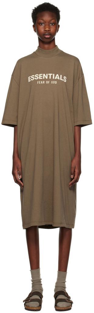 商品Essentials|棕色短袖连衣裙,价格¥596,第1张图片