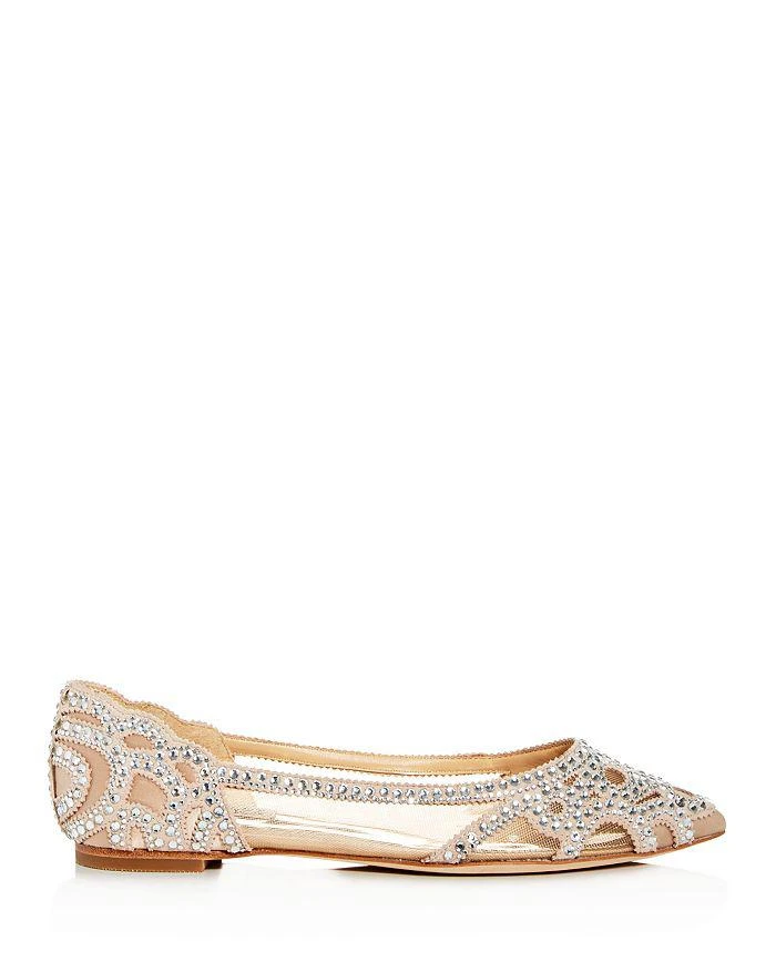 商品Badgley Mischka|Gigi Embellished Pointed-Toe Flats,价格¥1383,第2张图片详细描述