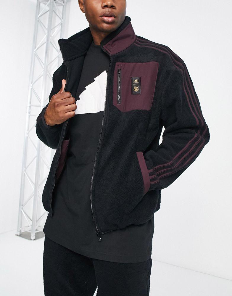 adidas Football Germany World Cup 2022 Lifestyler fleece jacket in black商品第4张图片规格展示