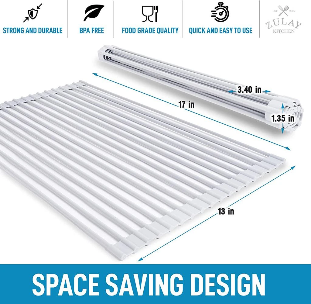 商品Zulay Kitchen|Multipurpose Roll Up Sink Drying Rack 17inches,价格¥190,第3张图片详细描述