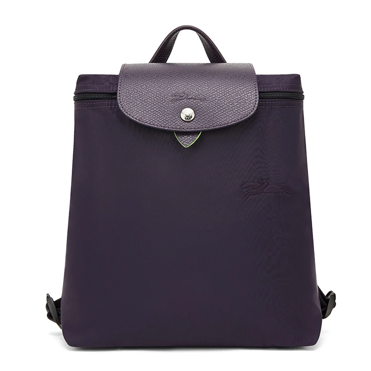 商品[国内直发] Longchamp|珑骧 Le Pliage Green 徽标标识按扣拉链可调节肩带 再生聚酰胺帆布 书包背包双肩包 中号 女款 紫色,价格¥1285,第1张图片