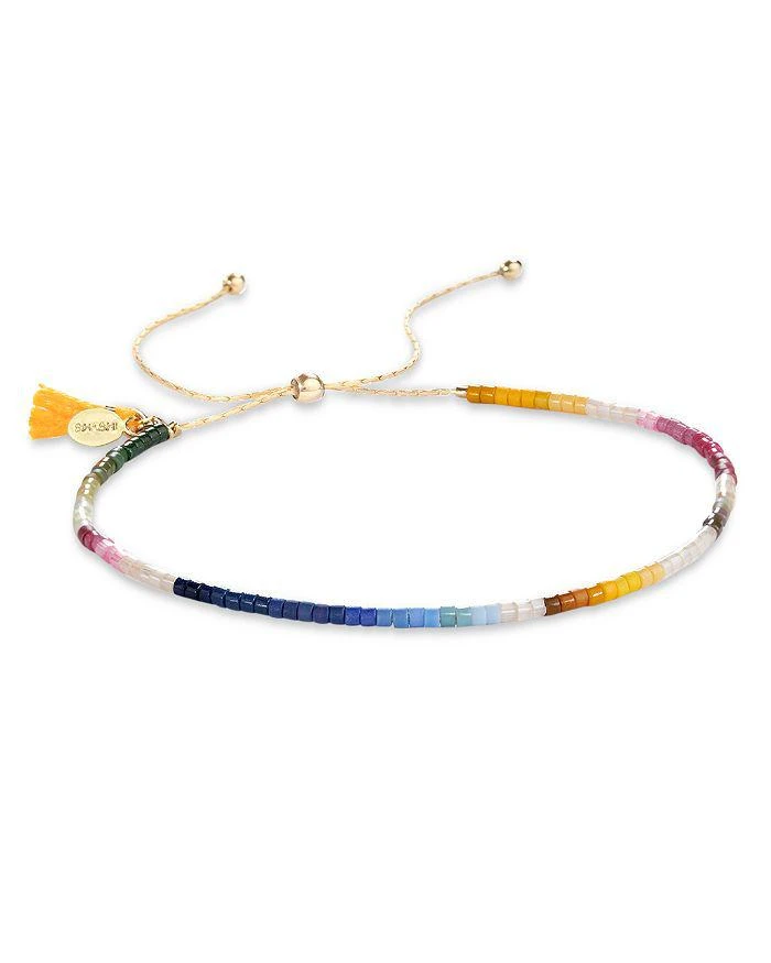 商品Shashi|Sam Multicolor Seed Bead Slider Bracelet in 14K Gold Plated Sterling Silver,价格¥404,第1张图片
