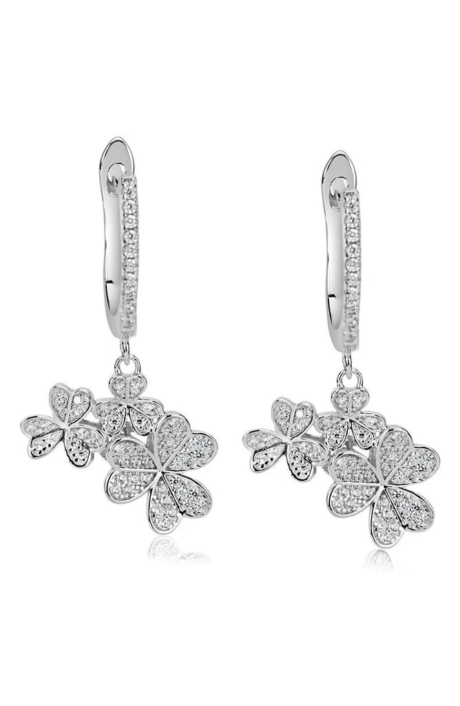 商品Suzy Levian|Sterling Silver Pavé CZ Cluster Clover Drop Earrings,价格¥1055,第1张图片