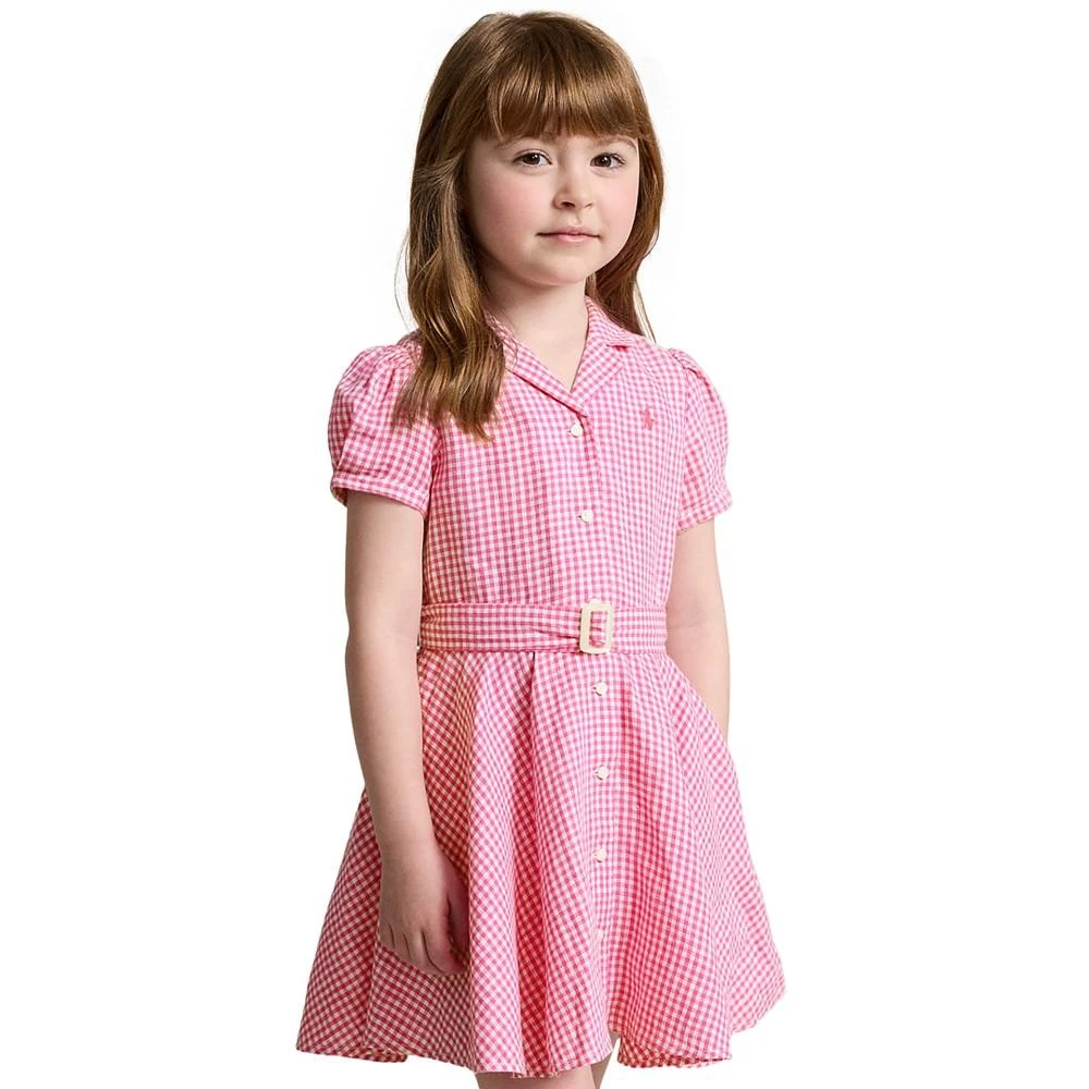 商品Ralph Lauren|Toddler and Little Girls Belted Gingham Linen Dress,价格¥368,第1张图片