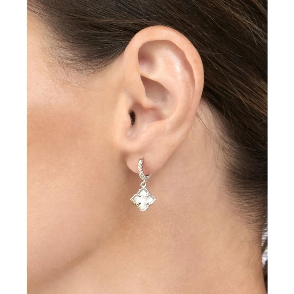 商品ADORNIA|Silver Plated Floral Dangle Hoop White Imitation Mother of Pearl Earrings,价格¥257,第2张图片详细描述