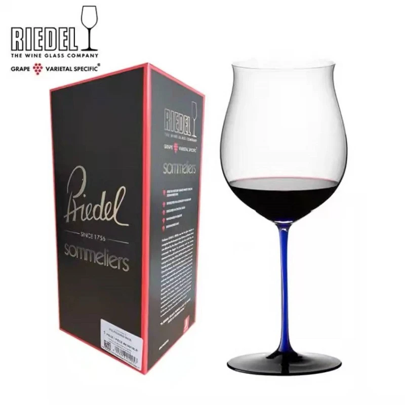 商品[国内直发] Gladstone|RIEDEL红领结勃艮第蓝色柄 手工杯单支礼盒装,价格¥3490,第1张图片