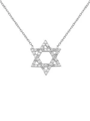 商品Gabi Rielle|Love In Bloom White Gold Vermeil & Man-Made Crystal Medium Star Of David Pendant Necklace,价格¥324,第1张图片