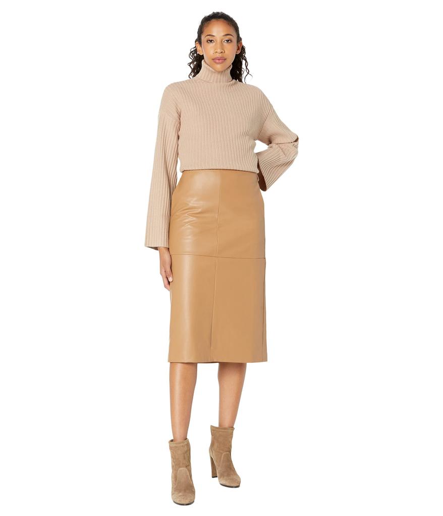 Doreen Cross Seamed Faux Leather Skirt商品第4张图片规格展示