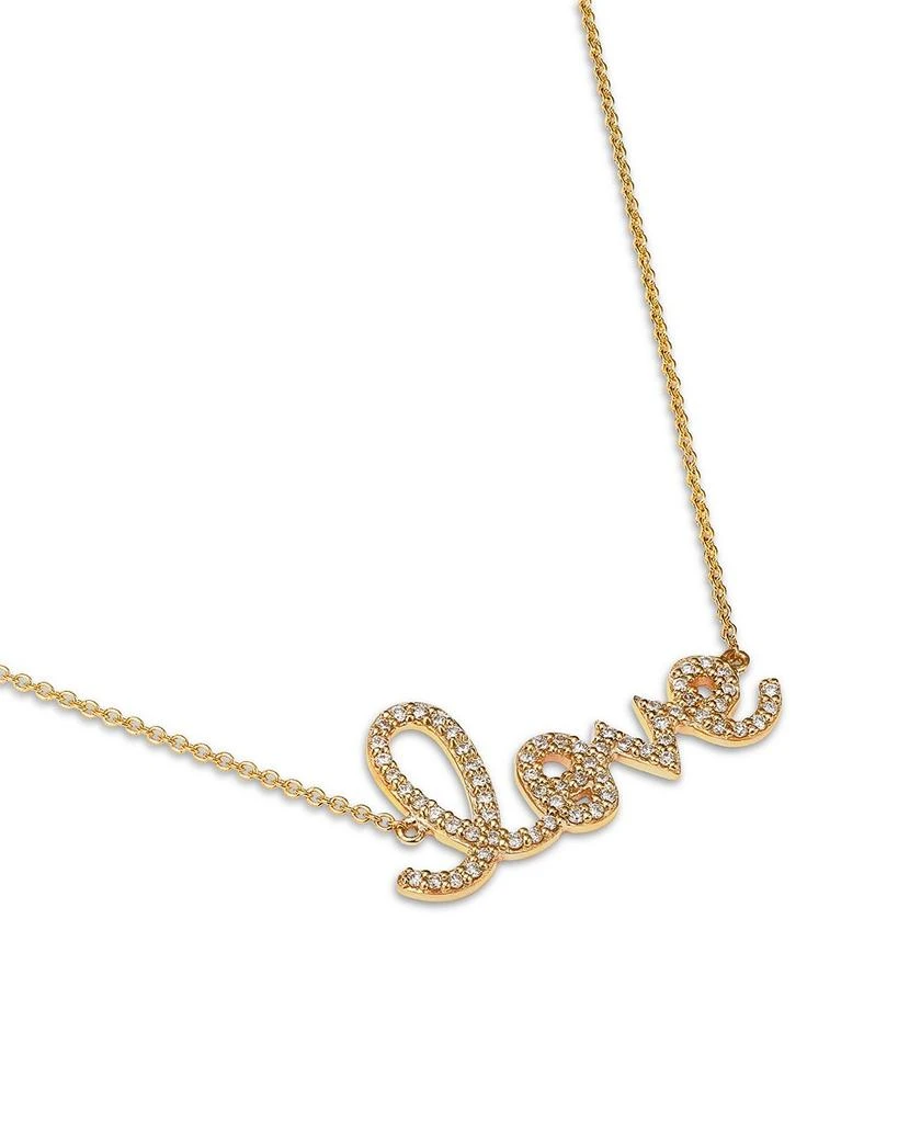 14K Yellow Gold Diamond Medium Love Script Pendant Necklace, 18" 商品