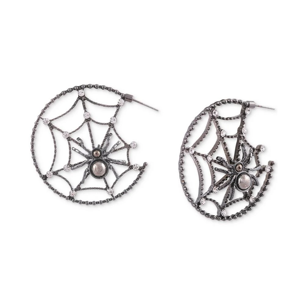 商品Charter Club|Hematite-Tone Medium Pavé Spider & Web Hoop Earrings, 1.5", Created for Macy's,价格¥147,第1张图片