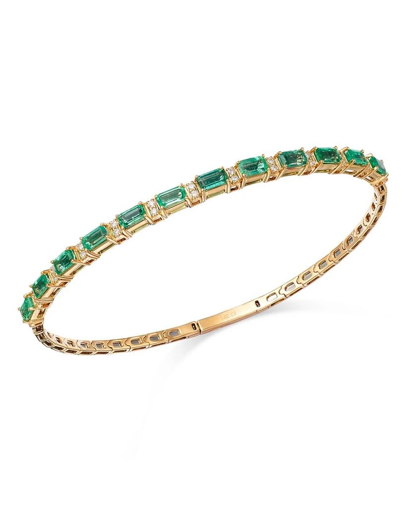 商品Bloomingdale's|Emerald & Diamond Bangle Bracelet in 14K Yellow Gold,价格¥18747,第1张图片