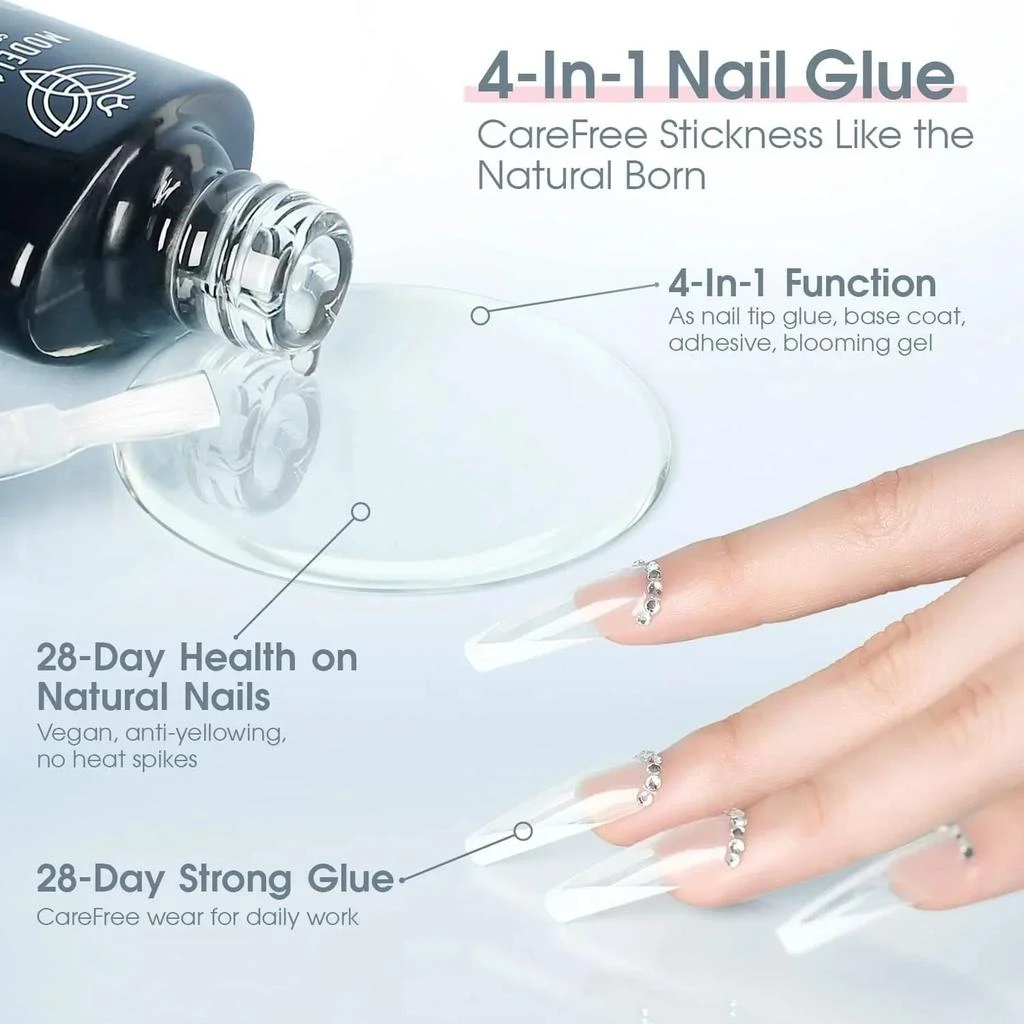 商品[国内直发] MODELONES|【Flash Sale】4-in-1 Nail Glue and Mini Lamp with 500Pcs Coffin Nail Tips Kit,价格¥75,第4张图片详细描述